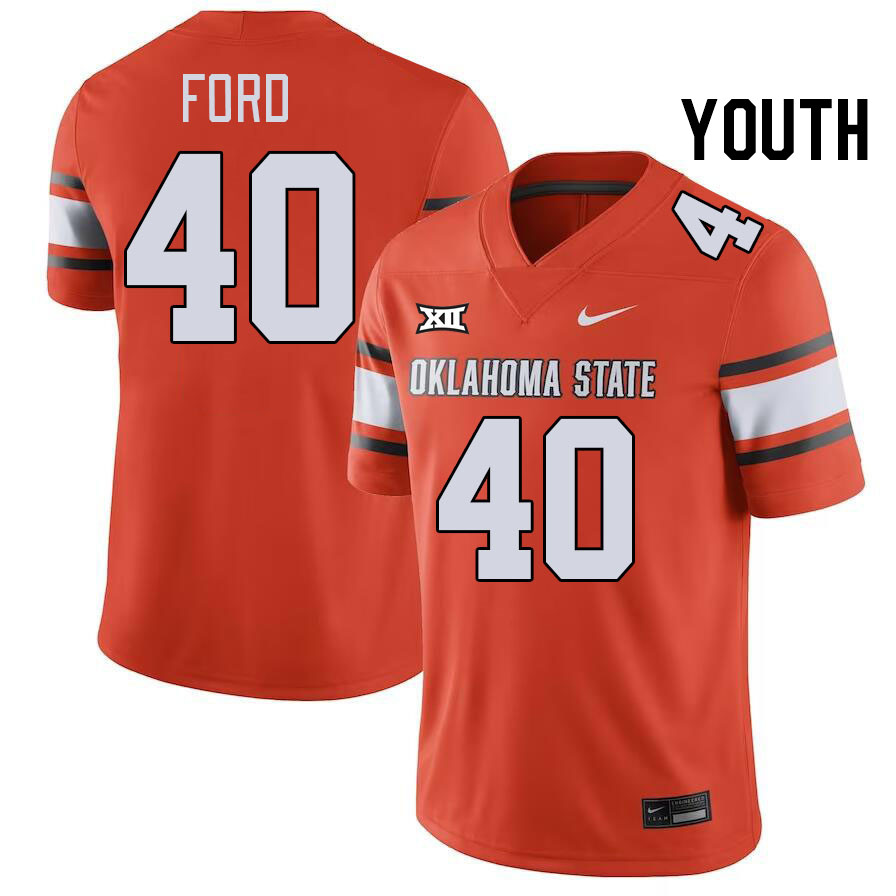 Youth #40 Josh Ford Oklahoma State Cowboys College Football Jerseys Stitched-Orange